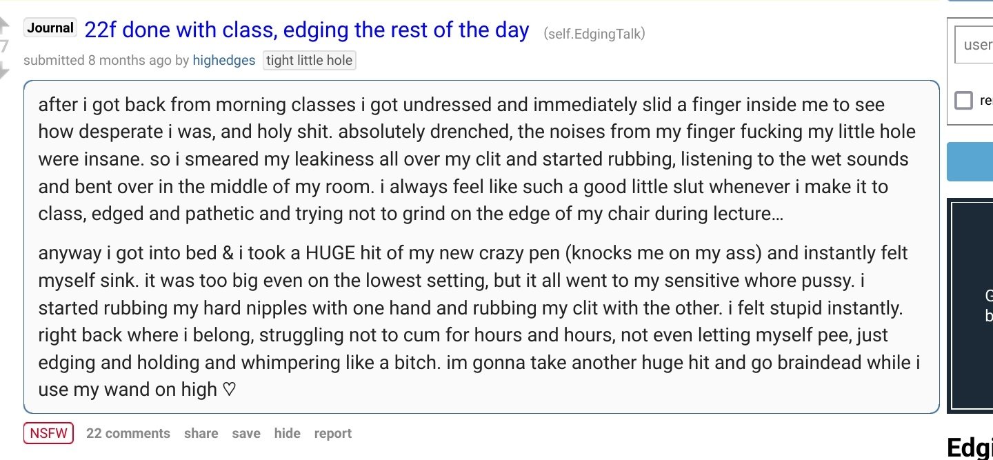 The Antics of a Reddit Slut Who Cannot Stop Edging Her Dripping Wet Cunt [Screenshots + Audios] #A0tpO2TK